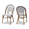 Baxton Studio Celie Classic French Indoor and Outdoor Grey and White Bamboo Style Stackable Bistro Dining Chair Set of 2